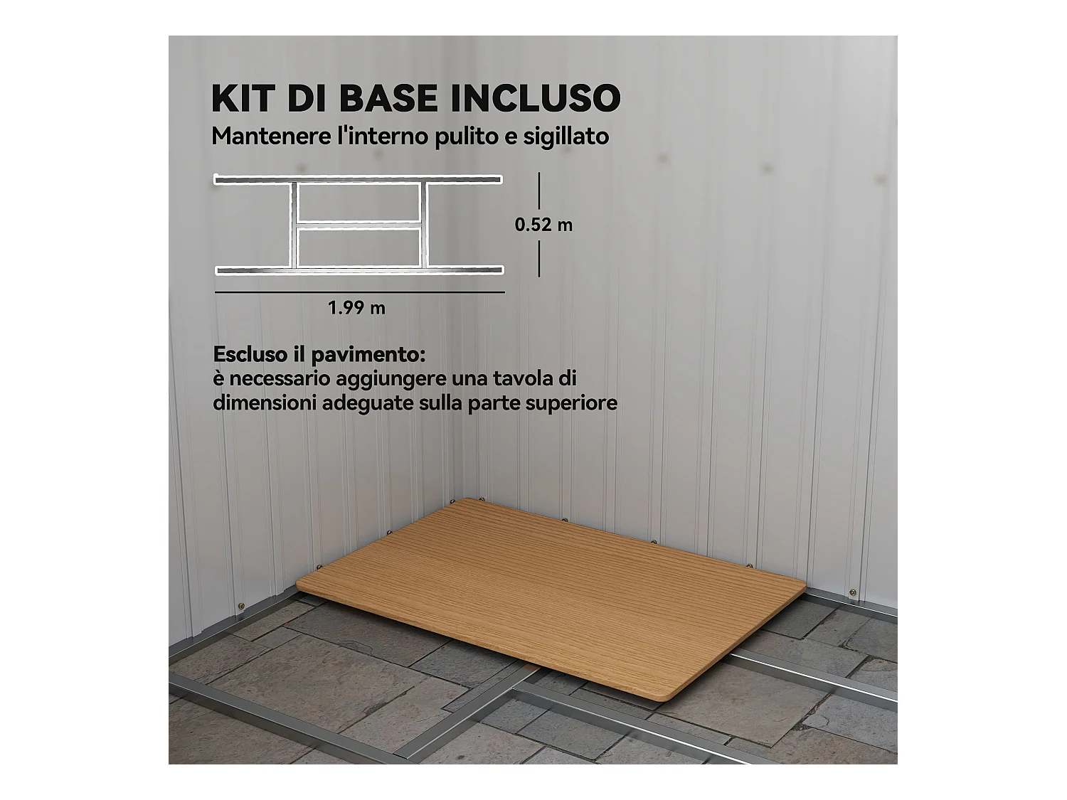 Casetta da giardino in acciaio con prese d'aria doppia porta