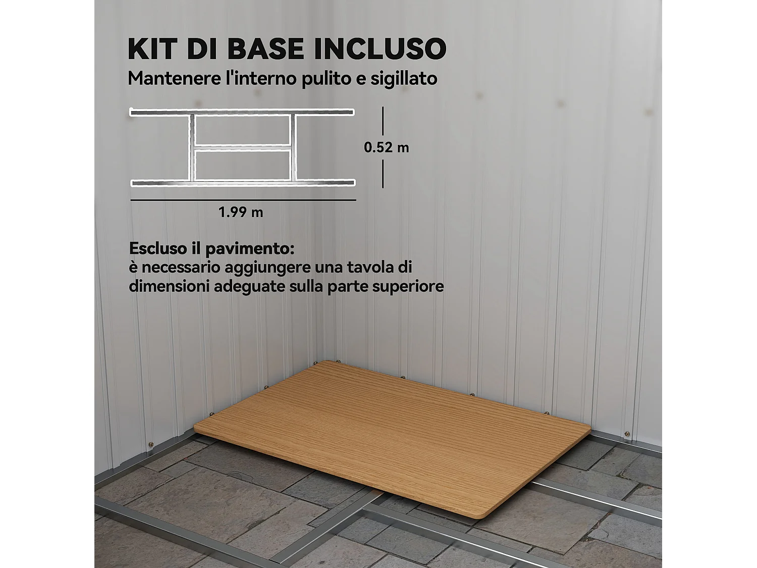 Casetta da giardino in acciaio con prese d'aria doppia porta