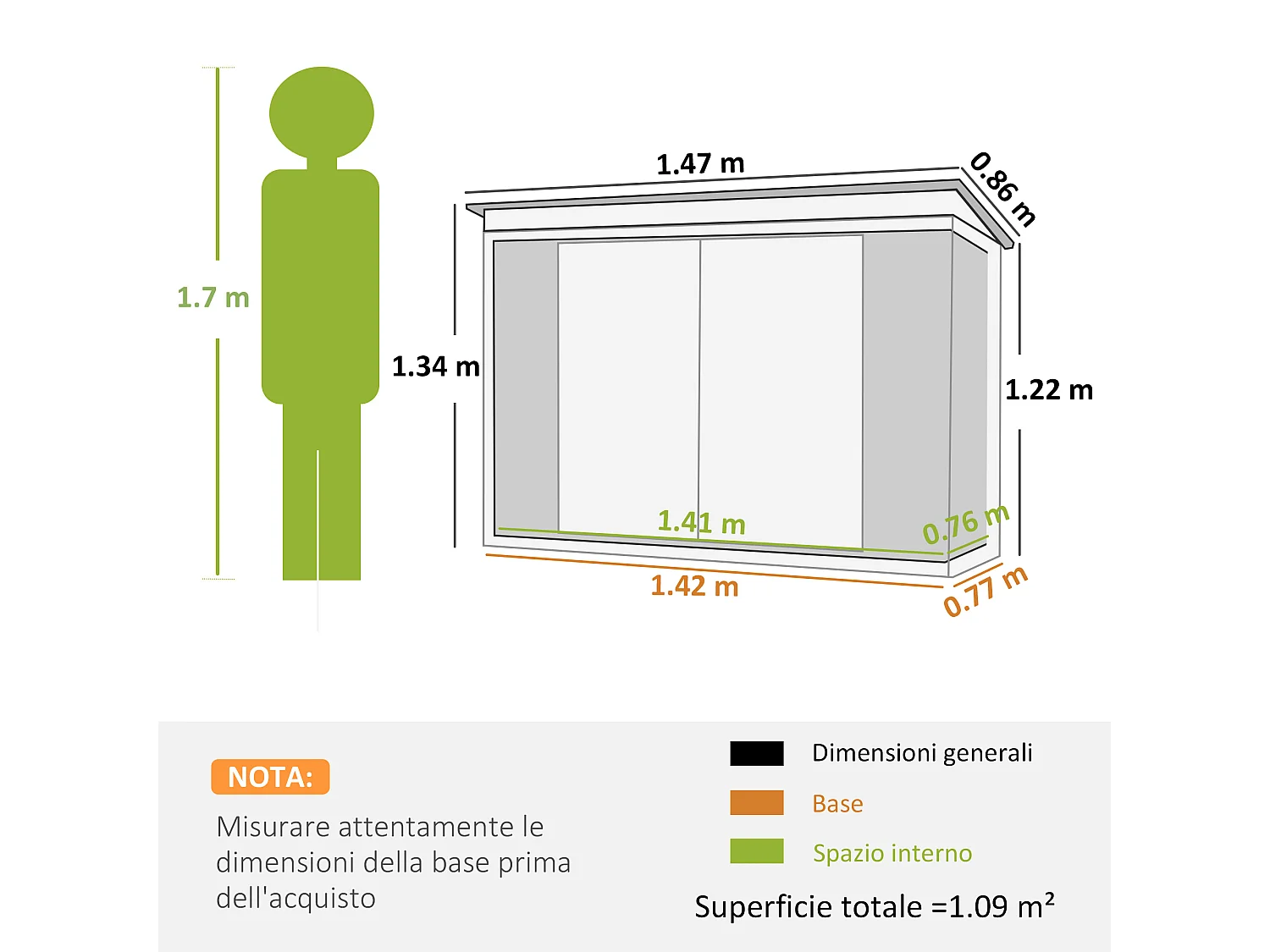 Casetta da giardino in lamiera con doppia porta 147x86x134cm