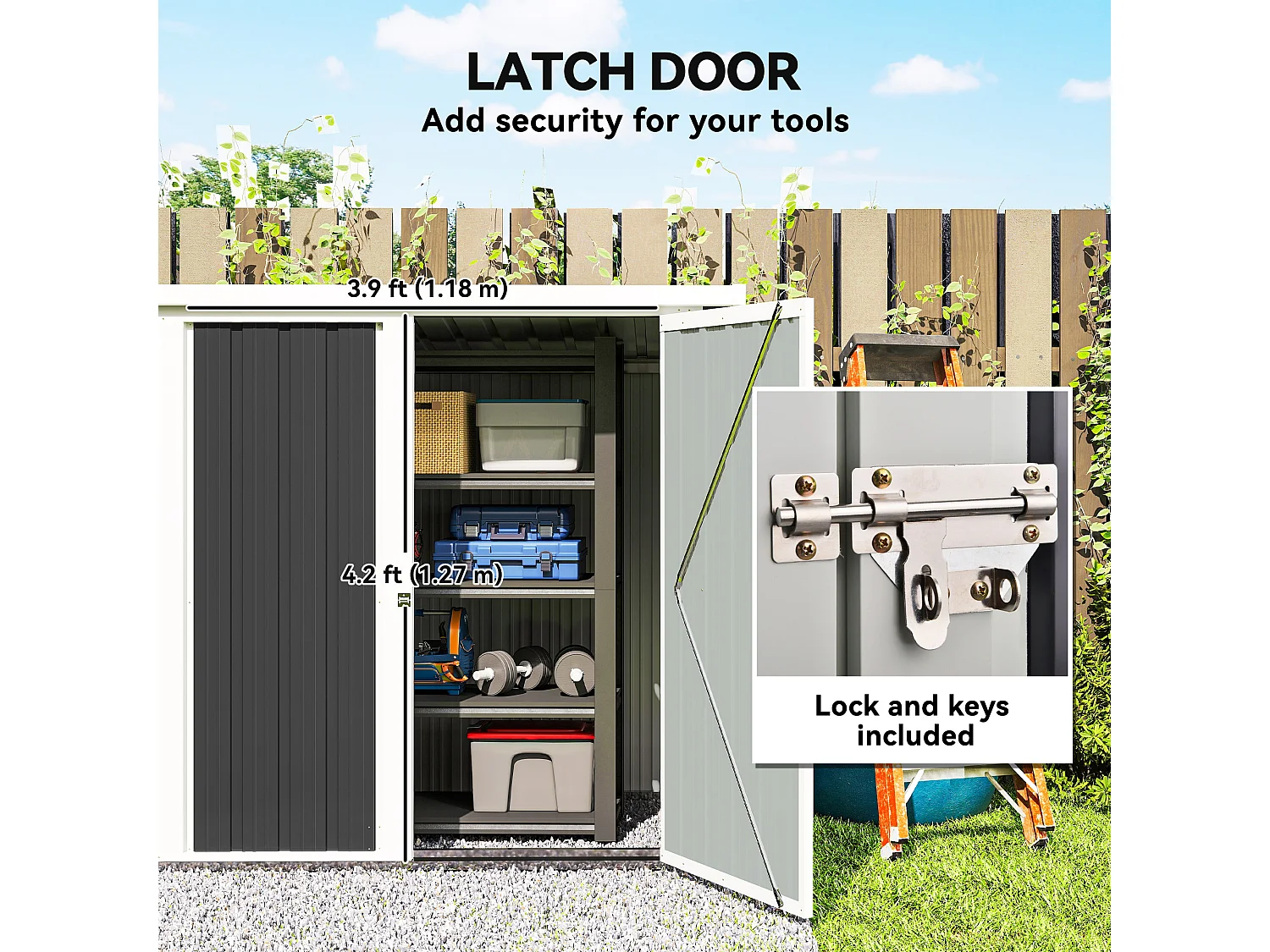 Casetta da giardino in lamiera con doppia porta 147x86x134cm