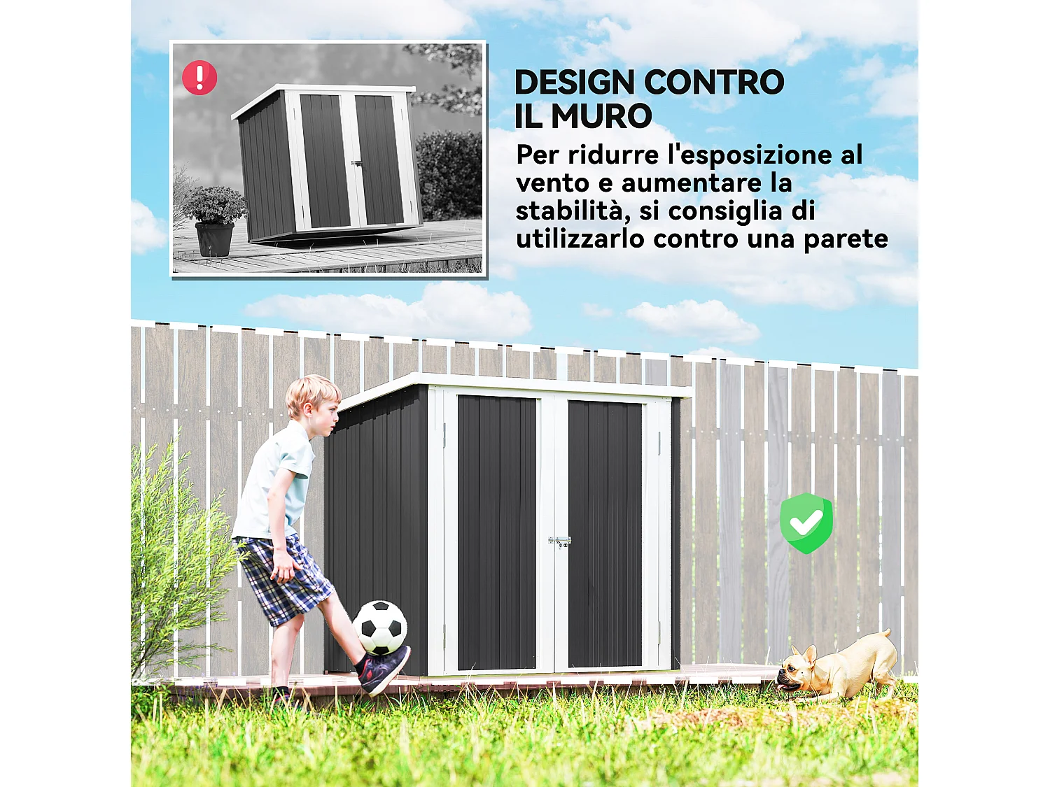 Casetta da giardino in lamiera con doppia porta 147x86x134cm
