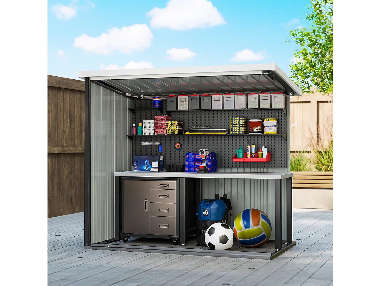 Casetta da giardino in lamiera con doppia porta 147x86x134cm