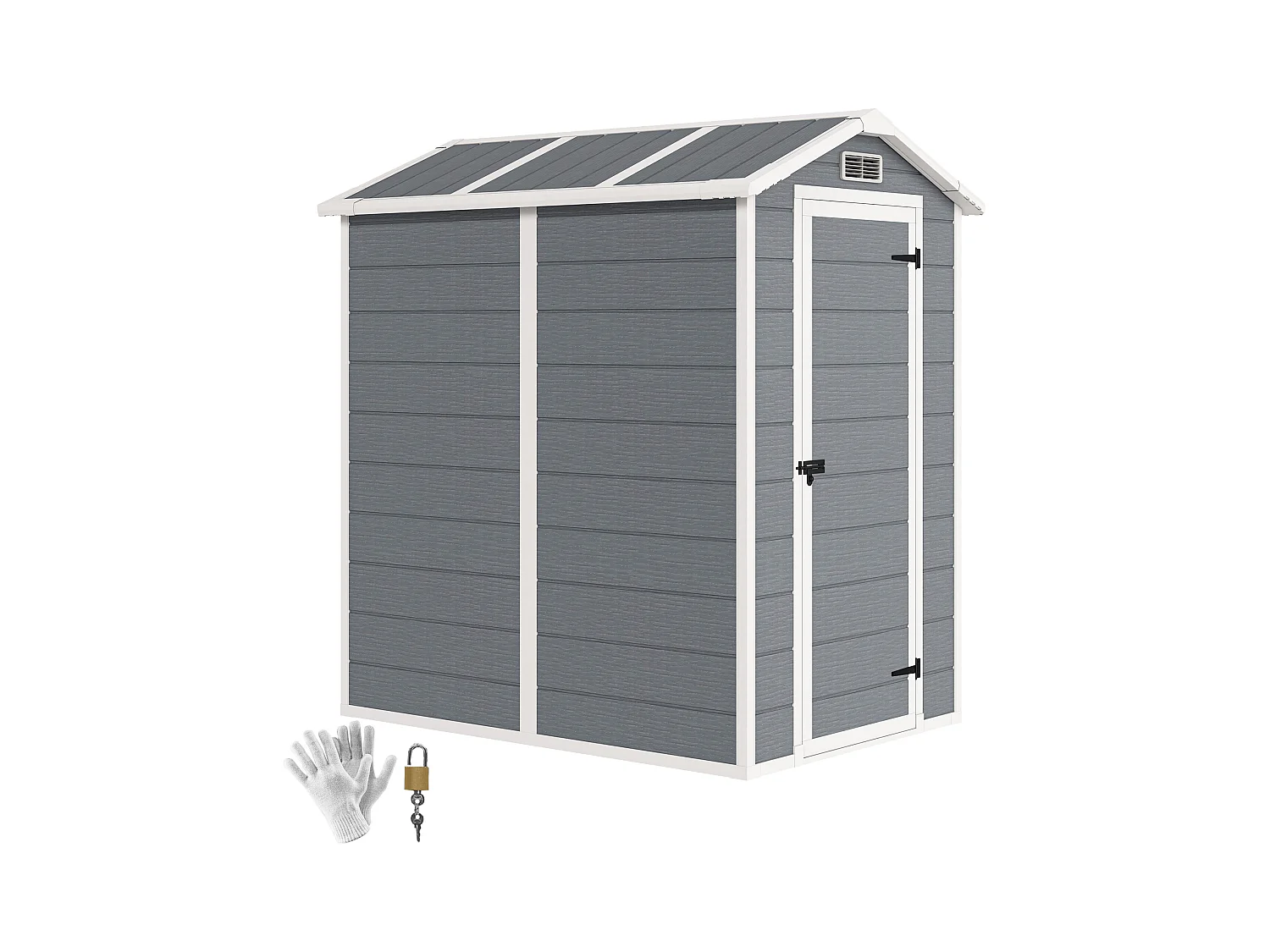 Casetta da giardino con pavimento 1.3 x 1.8 m in resina grigio