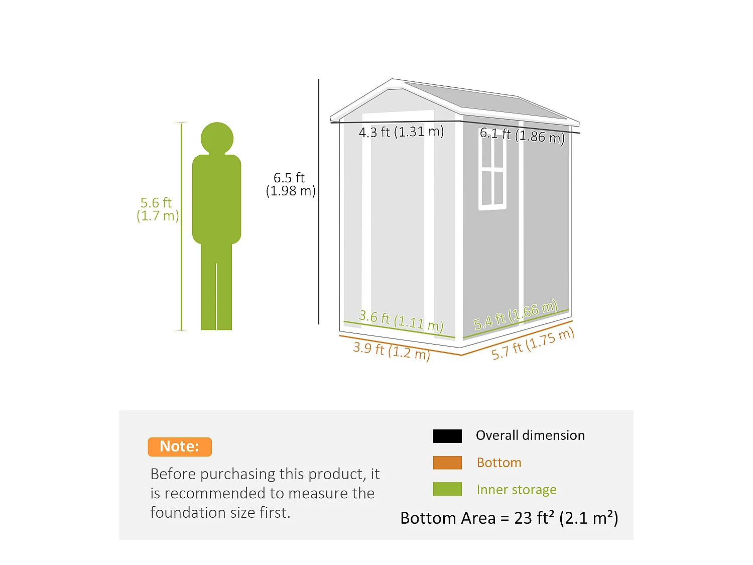 Casetta da giardino con pavimento 1.3 x 1.8 m in resina grigio