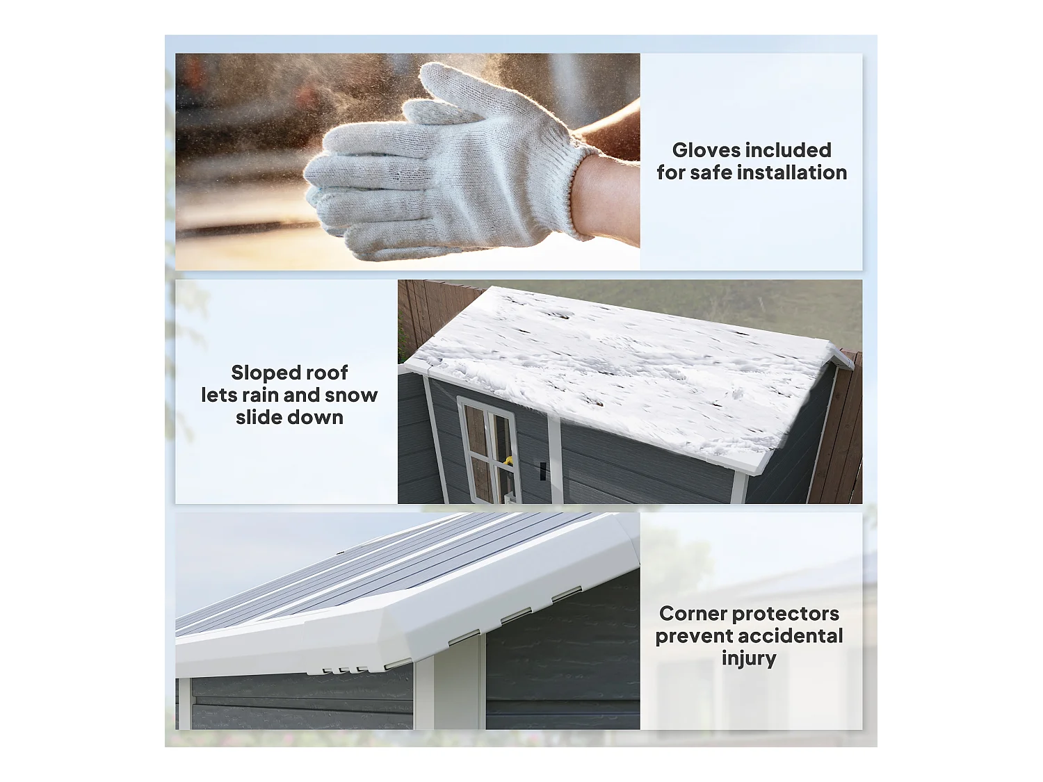 Casetta da giardino con pavimento 1.3 x 1.8 m in resina grigio