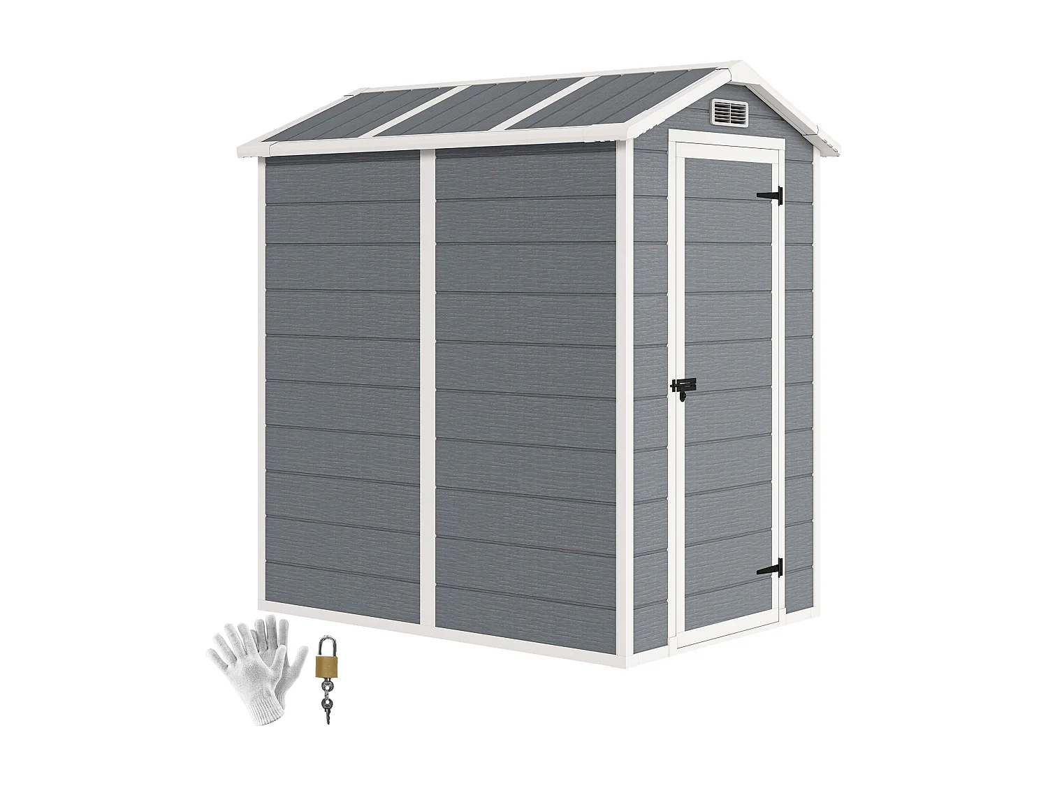 Casetta da giardino con pavimento 1.3 x 1.8 m in resina grigio