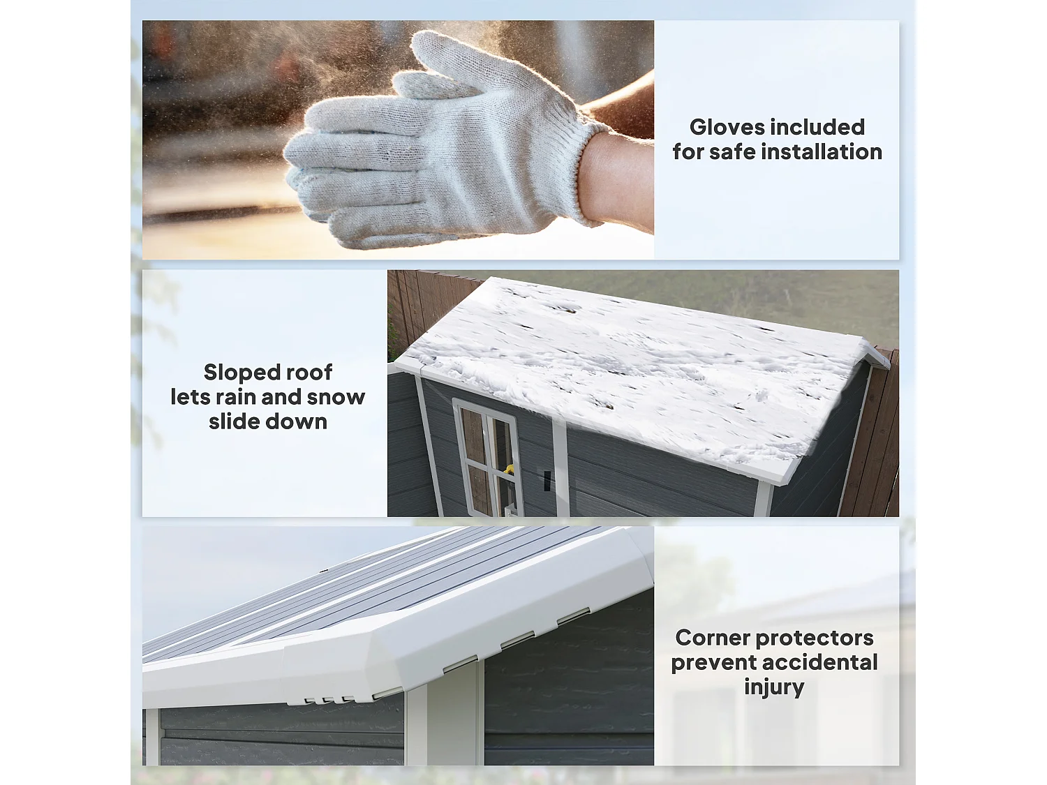 Casetta da giardino con pavimento 1.3 x 1.8 m in resina grigio