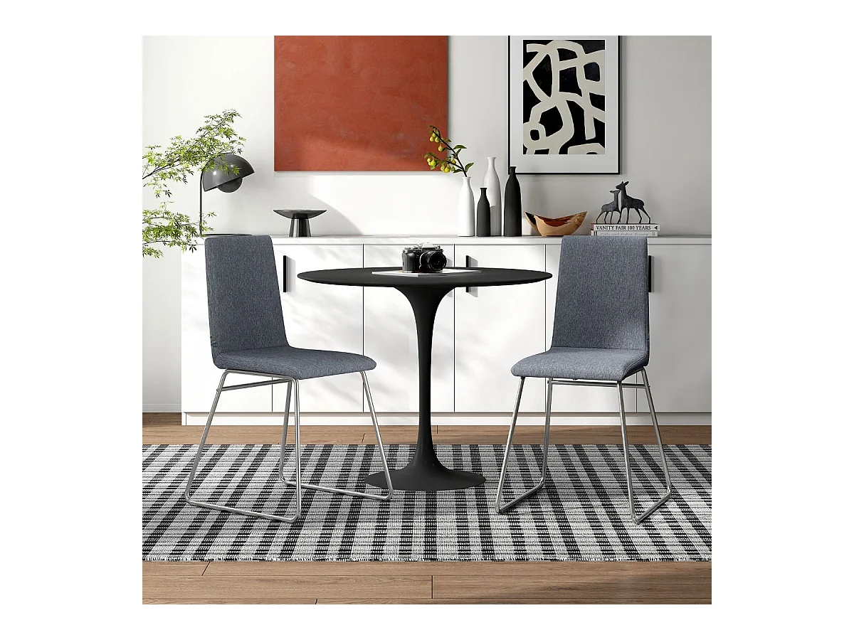 2er Set Esszimmerstühle mit Klappbarer RACückenlehne & Metallrahmen Gepolsterter Küchenstuhl