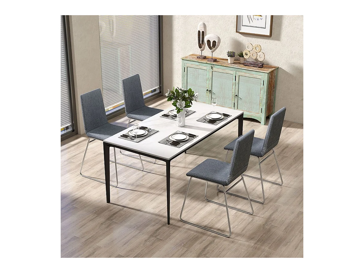 2er Set Esszimmerstühle mit Klappbarer RACückenlehne & Metallrahmen Gepolsterter Küchenstuhl