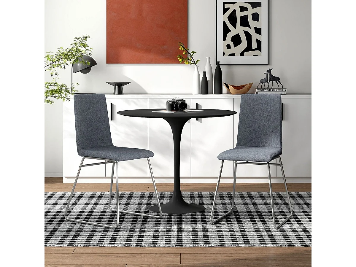 Lot de 2 Chaises de Salle à Manger Modernes avec Dossier Pliable et Cadre en Métal Siège Large Rembourré Capacité 150Kg Sans Accoudoirs Gris