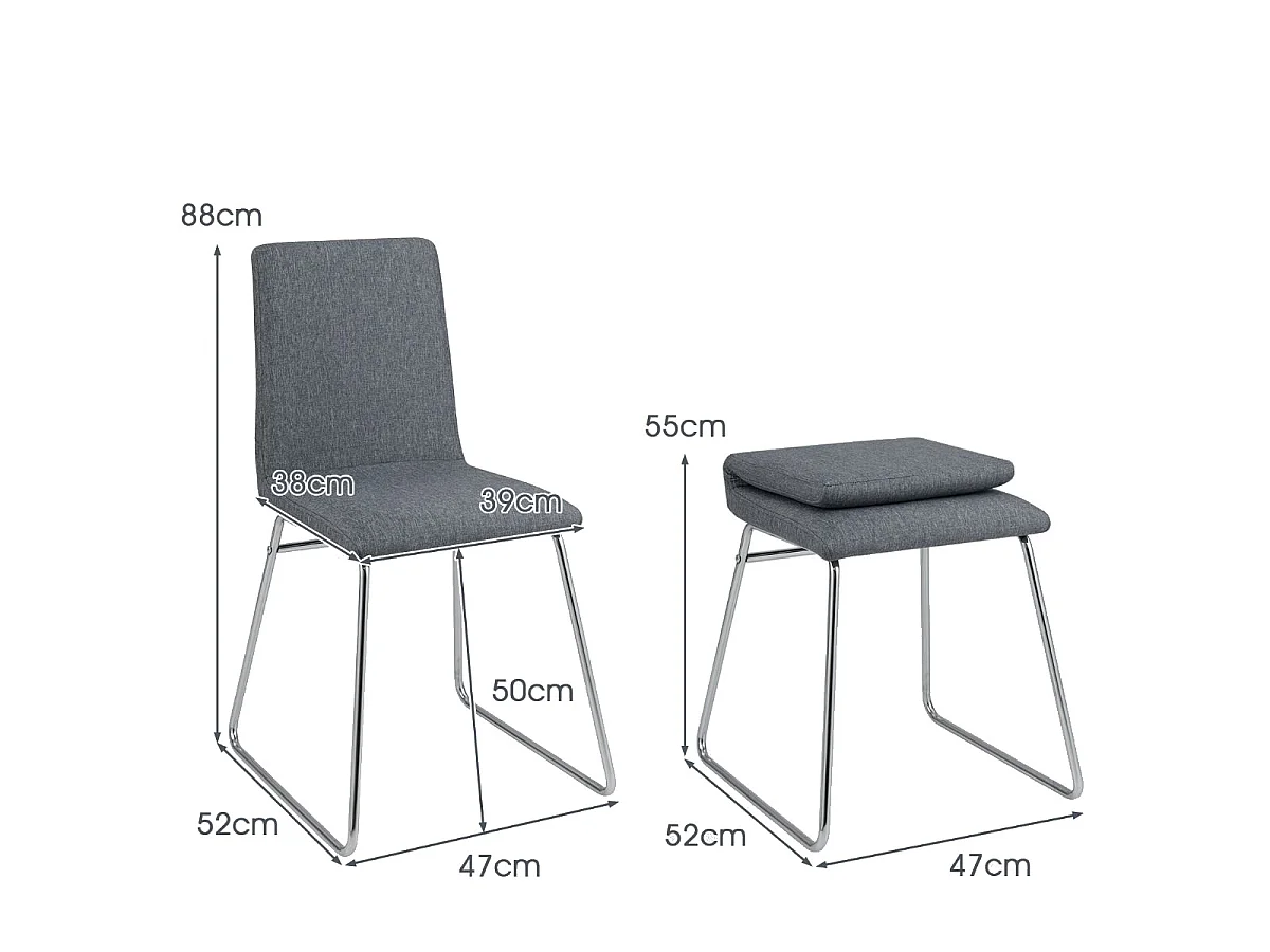 Set med matstolar med fällbart ryggstöd, 2 st