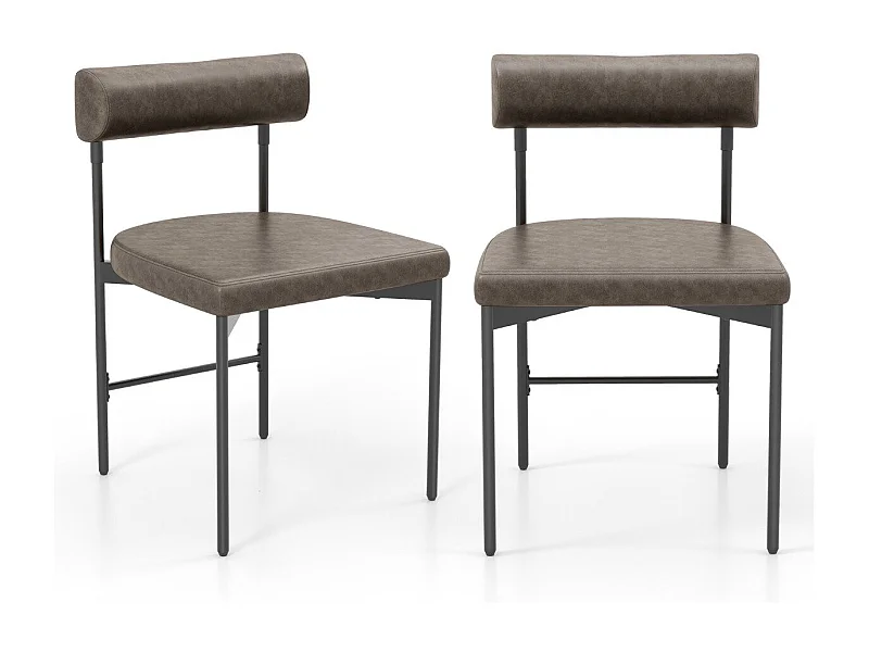 2er Set Esszimmerstuhl Küchenstuhl aus PVC-Leder mit gepolsterter Rückenlehne Grau