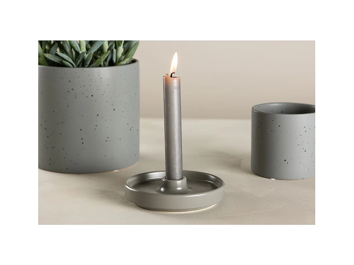 Bougeoir Design en Céramique "Bette" 13cm Gris