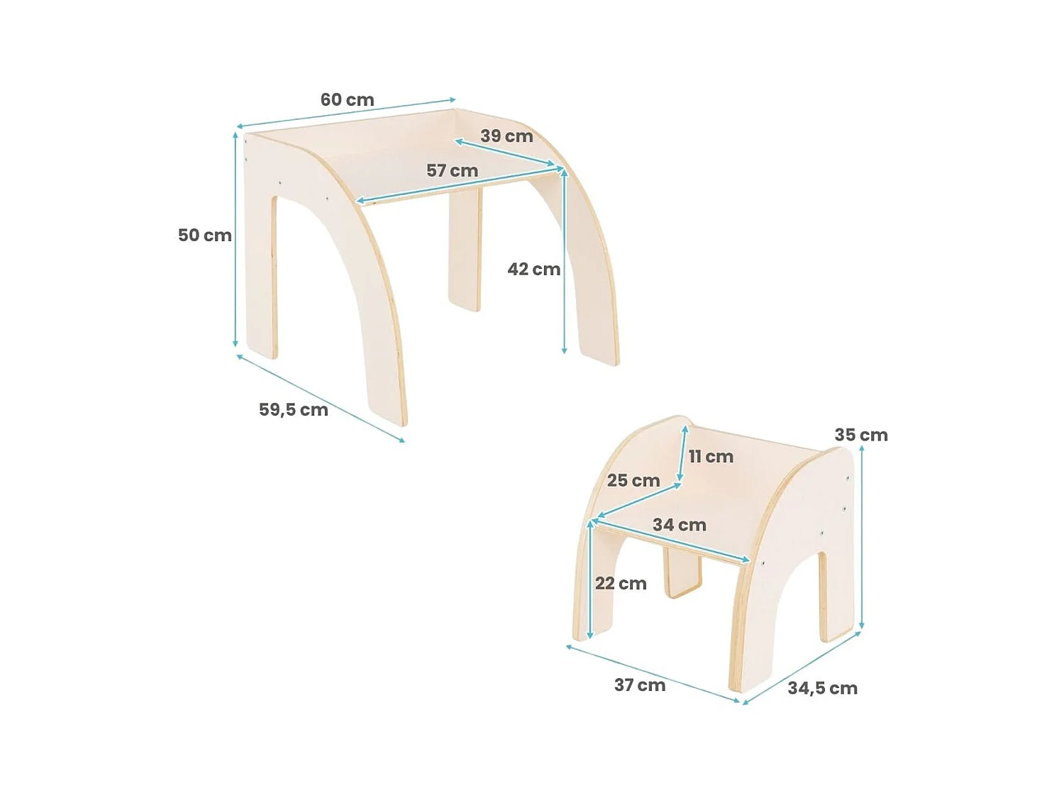 Holz Kindertisch mit Stuhl Kinder Maltisch mit Abgerundeten Kanten Kindersitzgruppe Weiß