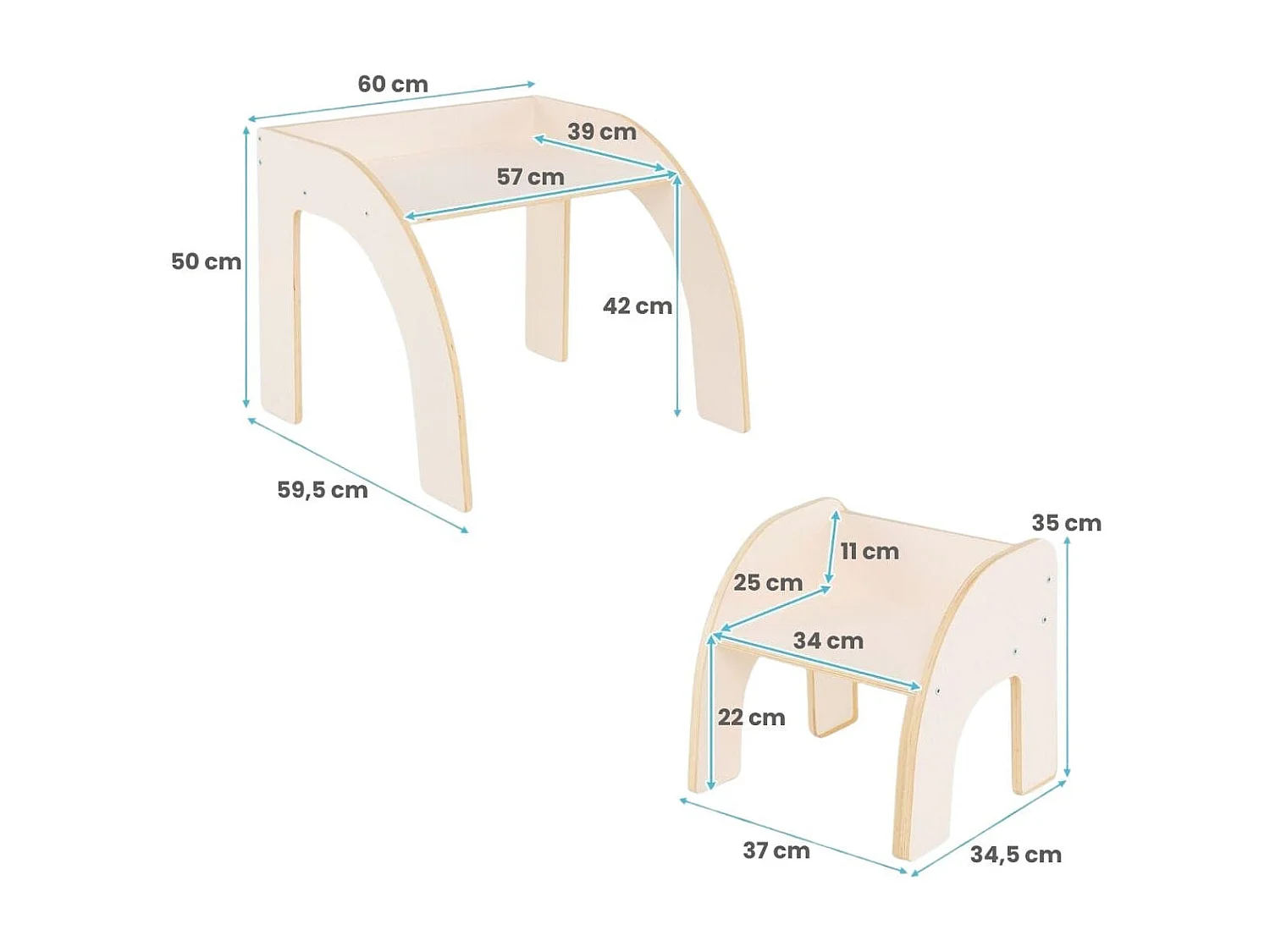 Holz Kindertisch mit Stuhl Kinder Maltisch mit Abgerundeten Kanten Kindersitzgruppe Weiß