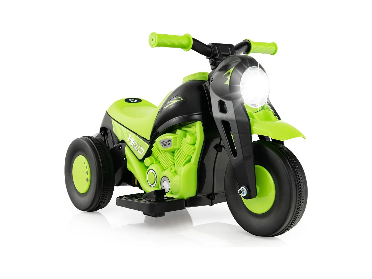 Moto Électrique 6V pour Enfants avec 3 Roues Scooter avec Créateur de Bulles Klaxon Musique et Lumières 3 Ans + Vert