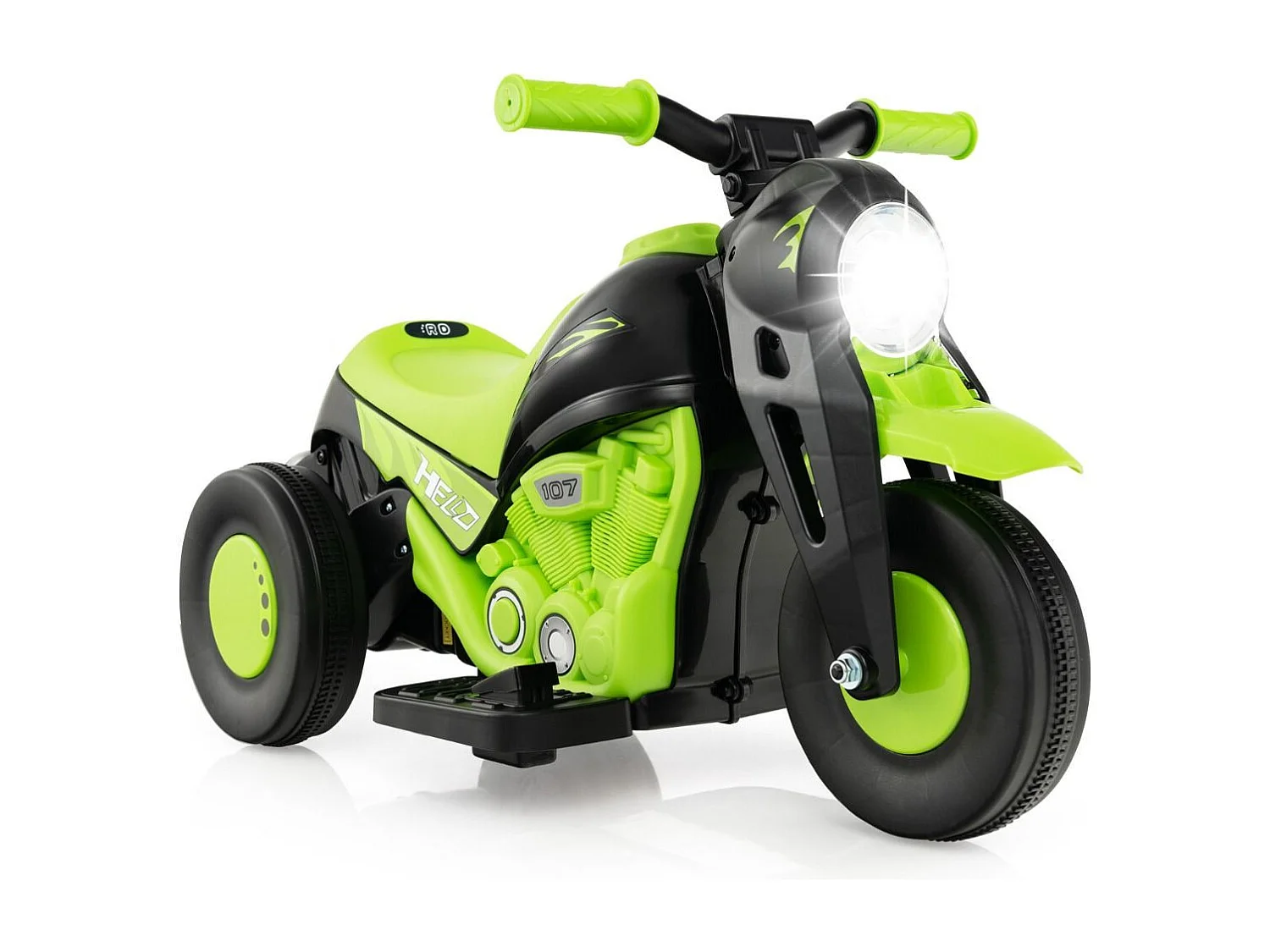 Moto Électrique 6V pour Enfants avec 3 Roues Scooter avec Créateur de Bulles Klaxon Musique et Lumières 3 Ans + Vert