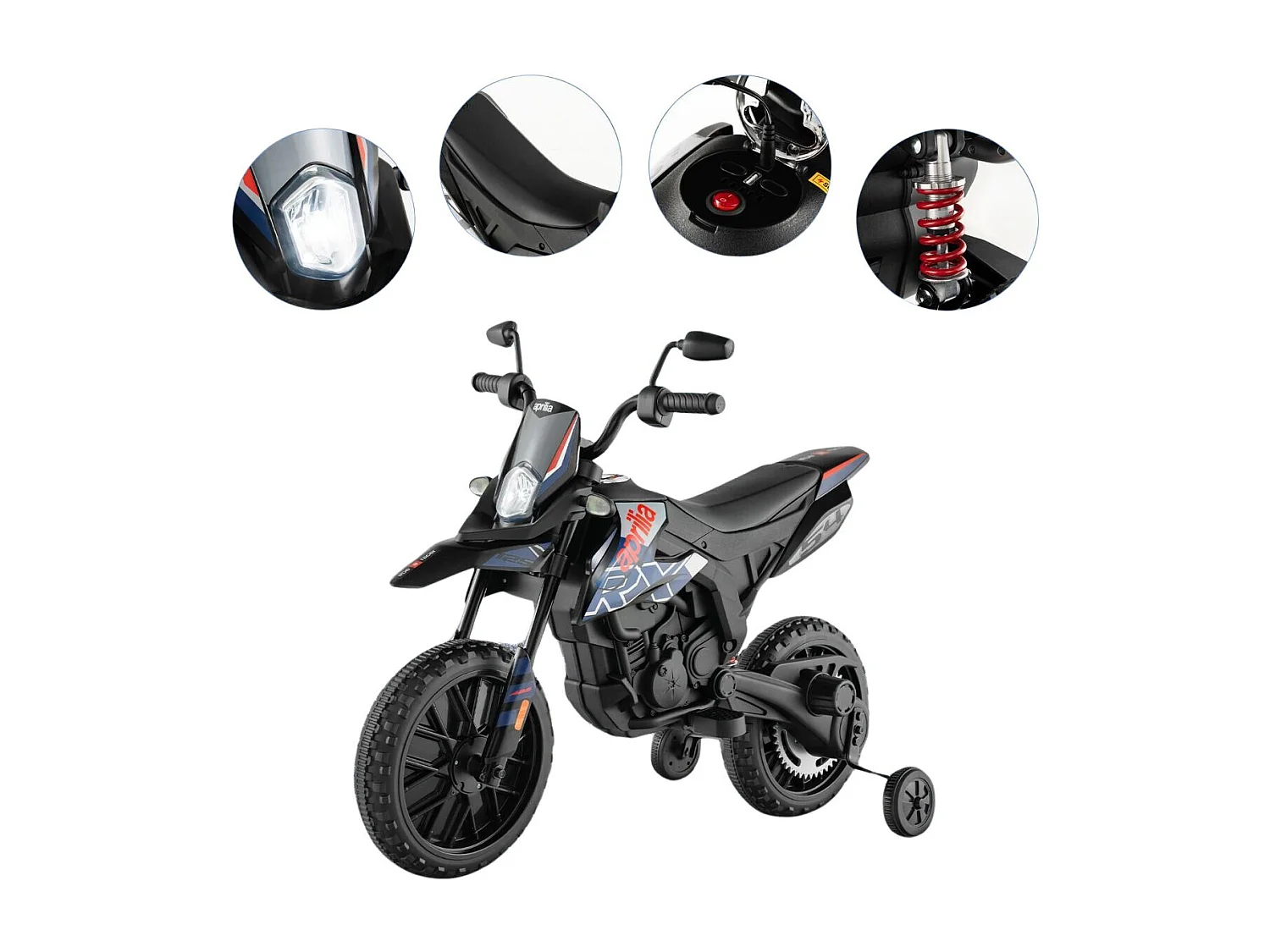 Moto Électrique pour Enfant 3 à 8 Ans avec Musique et Bleutooth Vitesse 5,5 - 6 km/h Batterie 12V Inclus Charge 30 KG Bleu