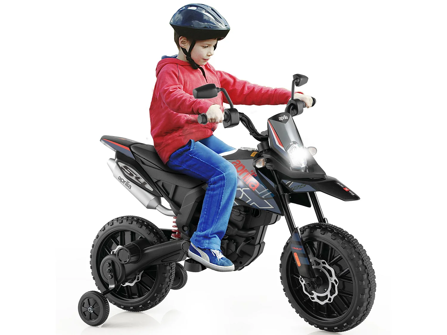 Moto Électrique pour Enfant 3 à 8 Ans avec Musique et Bleutooth Vitesse 5,5 - 6 km/h Batterie 12V Inclus Charge 30 KG Bleu