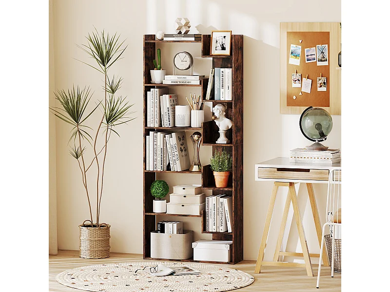 6-stöckiges Bücherregal Holzregal mit 2 Kippsicherungen offenes Ausstellungsregal 69 x 22 x 163 cm