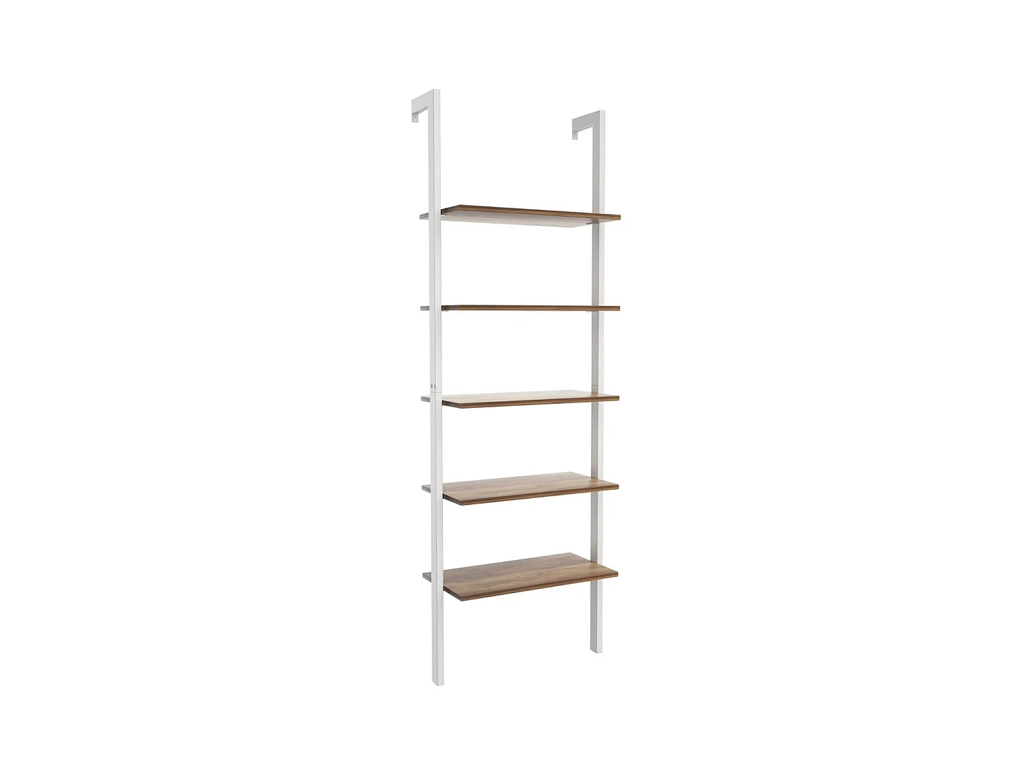 Libreria a 5 piani a parete in metallo da soggiorno, Scala porta oggetti bagno 183x30x61cm Bianco