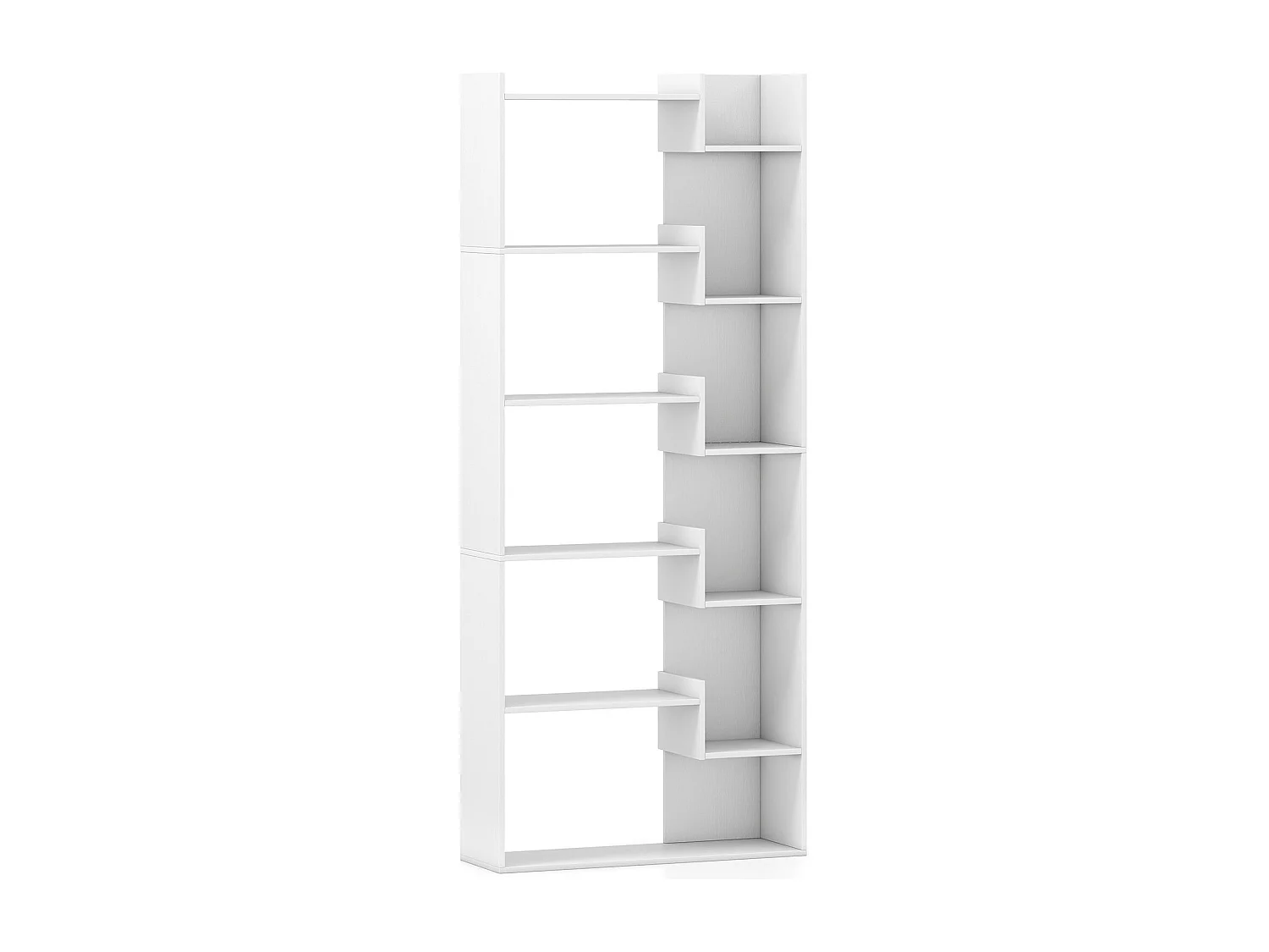 Libreria a 6 livelli Scaffale in legno con 2 chiusure a ribalta Espositore aperto 69 x 22 x 163 cm Bianco