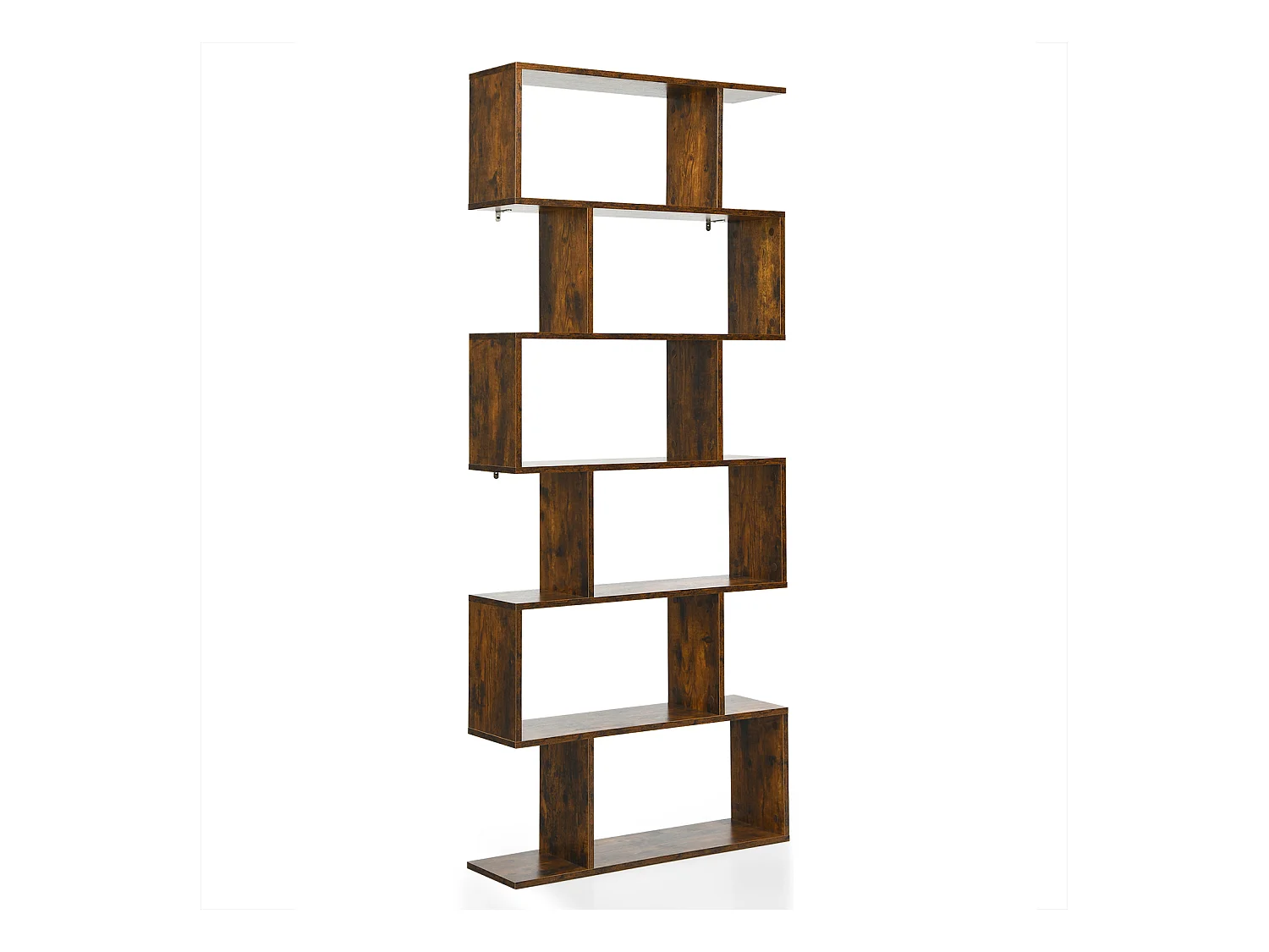 Bibliothèque/Étagère de Rangement à 6 Niveaux-80x23x191 CM de Style Industriel en Forme de S pour Salon Chambre Café
