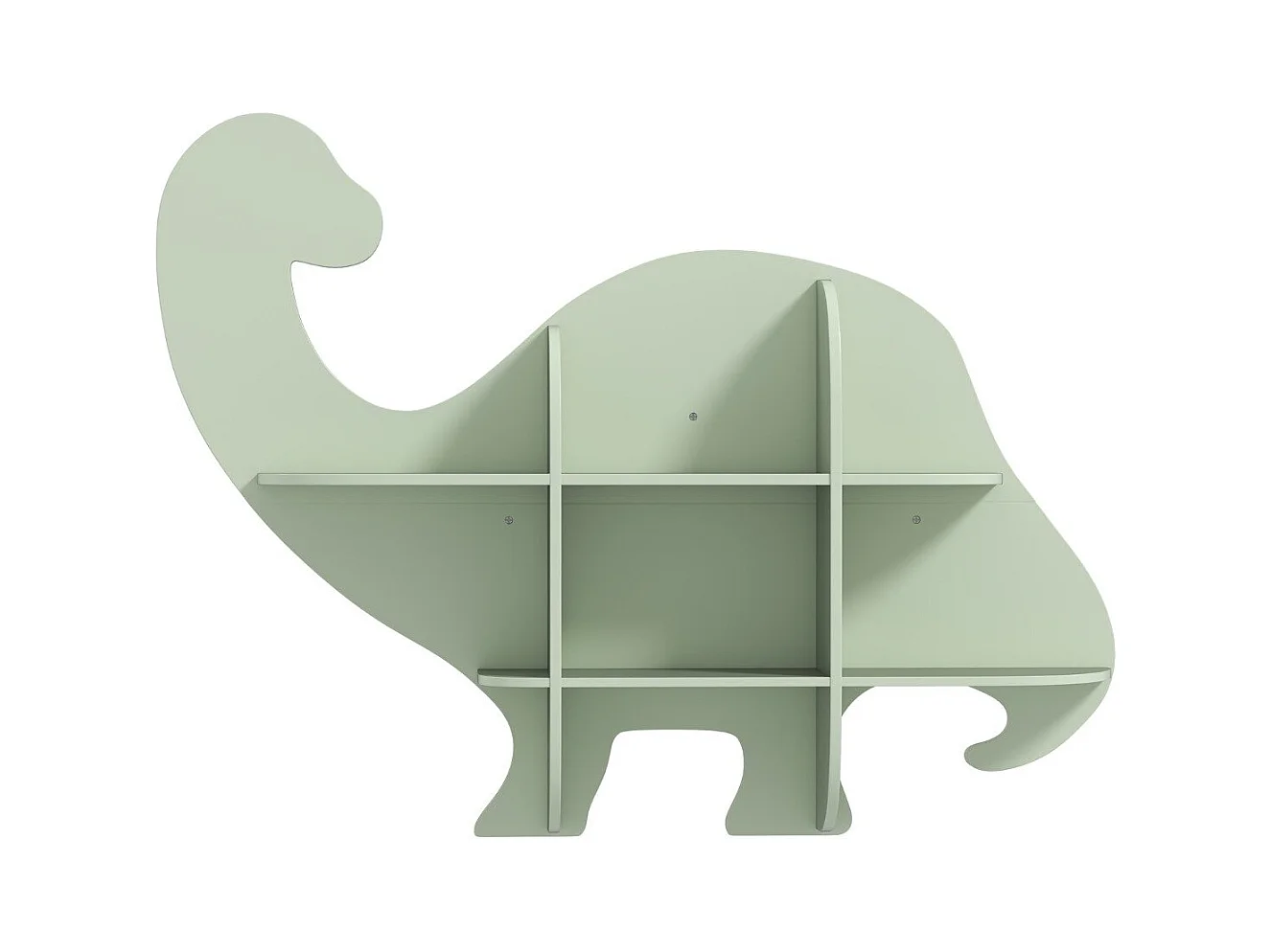 Kinder Wand Bücherregal mit 2 Ablage & 6 Offene Fächern Holz Dinosaurier Kinderregal