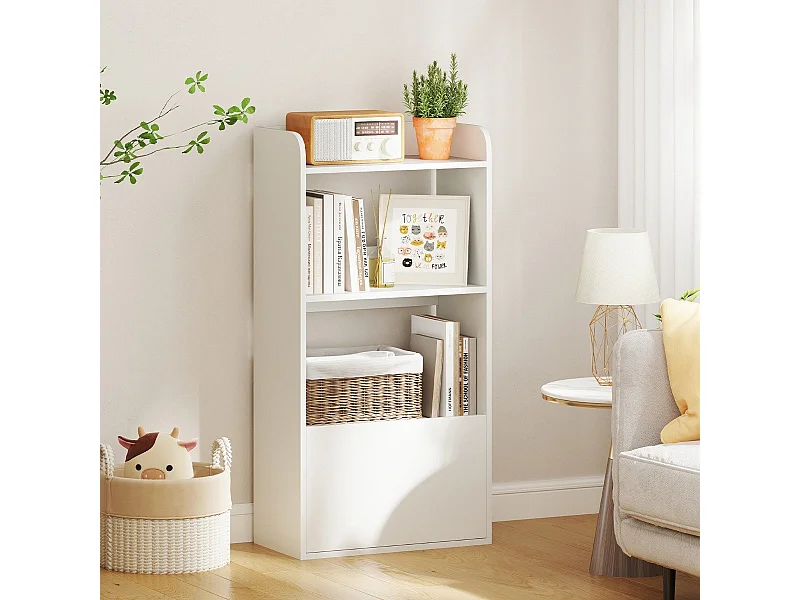 Bücherregal mit Schublade Standregal mit 2 Fächern Büroregal aus Holz 55 x 29 x 105 cm Weiß
