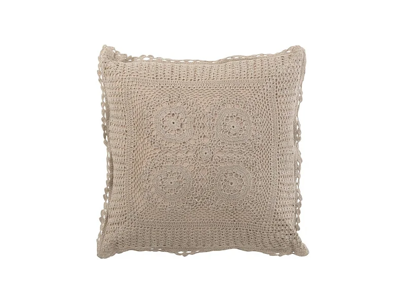 Coussin Déco "Dentelle" 45x45cm Taupe