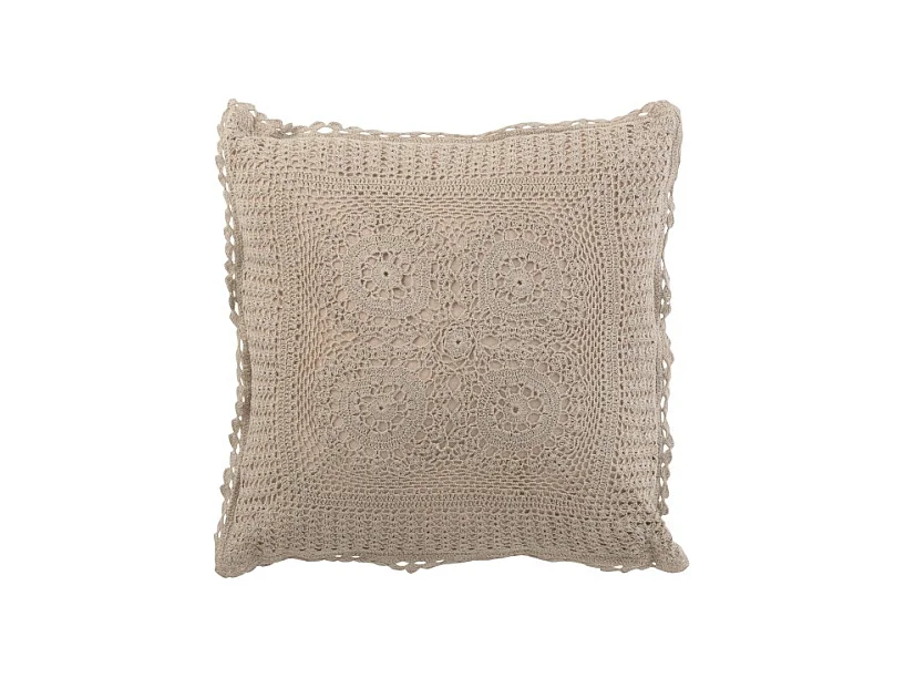 Coussin Déco "Dentelle" 45x45cm Taupe