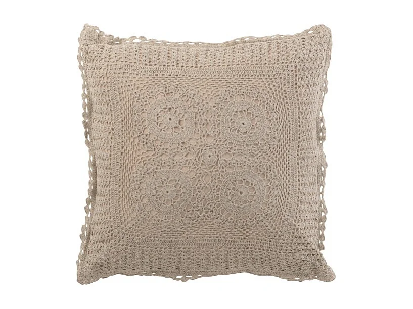 Coussin Déco "Dentelle" 45x45cm Taupe