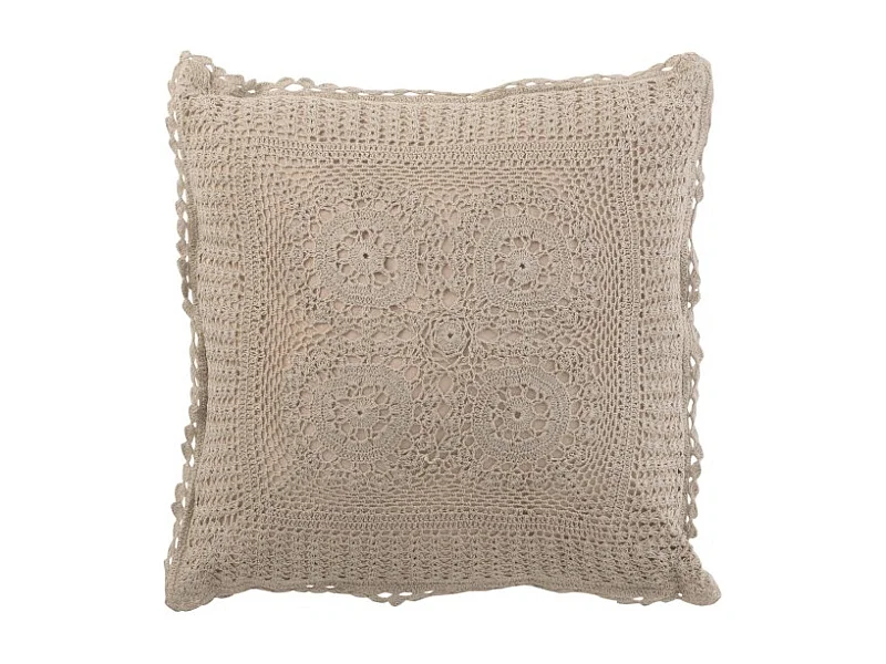 Coussin Déco "Dentelle" 45x45cm Taupe
