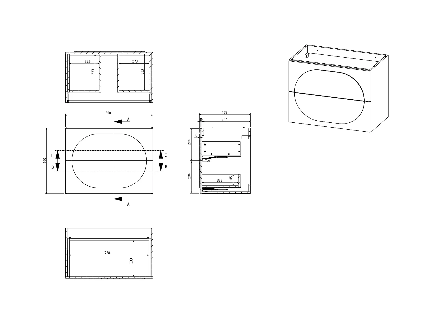 Meuble de salle de bain suspendu avec vasque à poser ronde - Vert - 80 cm - VUTOMA
