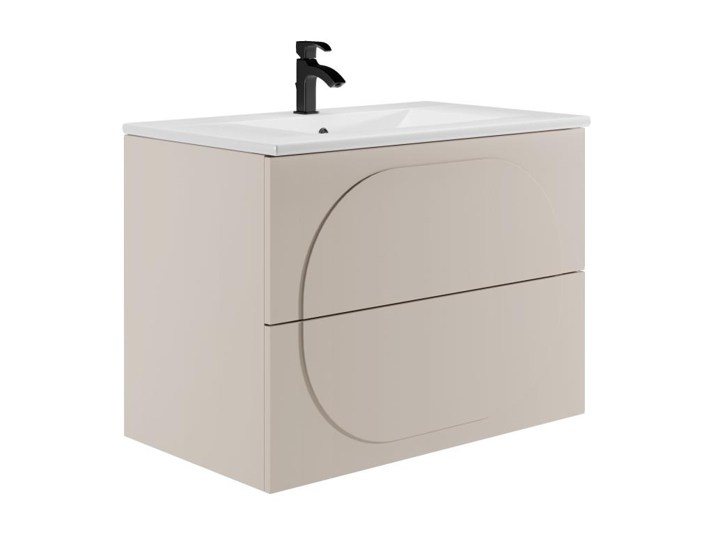 Badmöbel Wandschrank + Einbauwaschbecken - Beige - 80 cm - VUTOMA günstig online kaufen