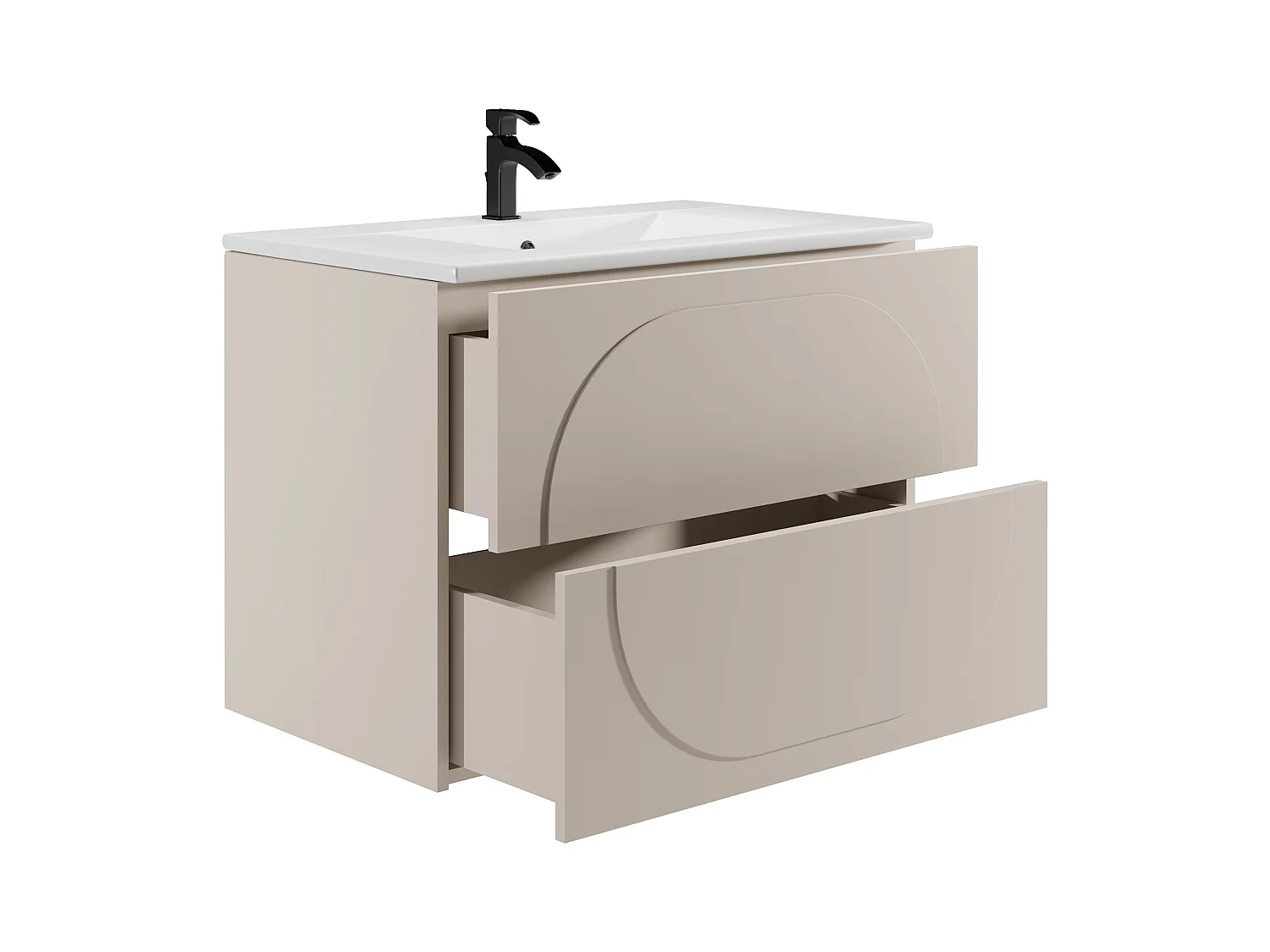 Væghængt badeværelsesmøbel med indbygningsvask - Beige - 80 cm - VUTOMA