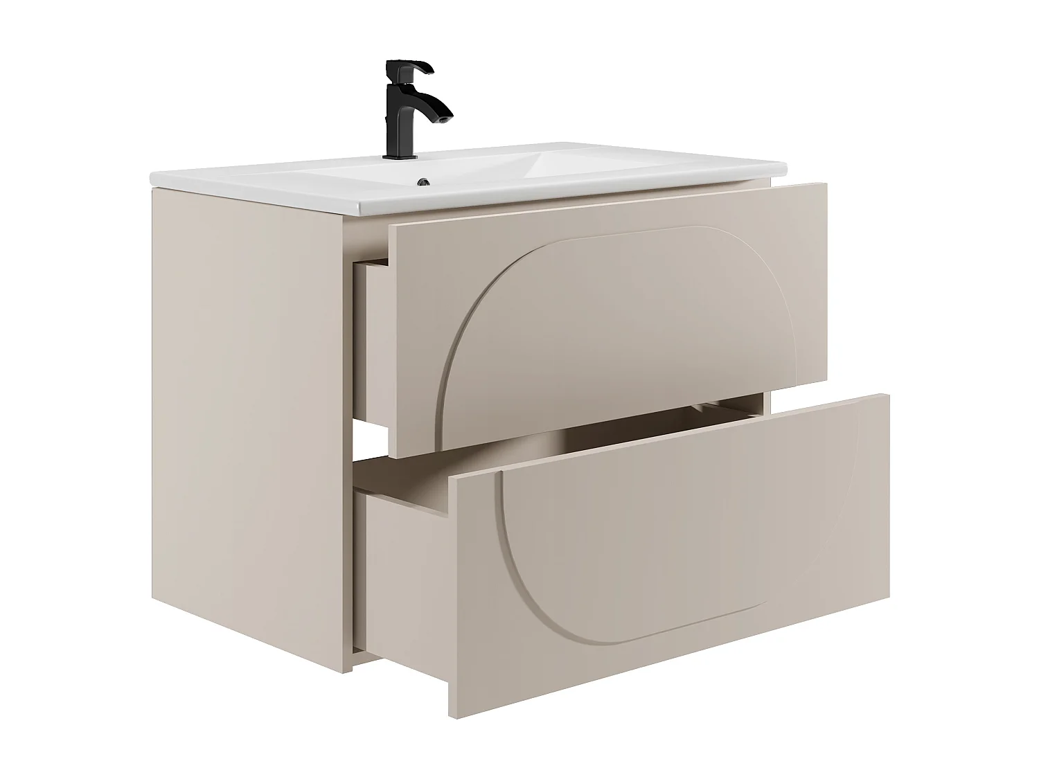 Vegghengt baderomsmøbel med nedfellingsservant - Beige - 80 cm - VUTOMA