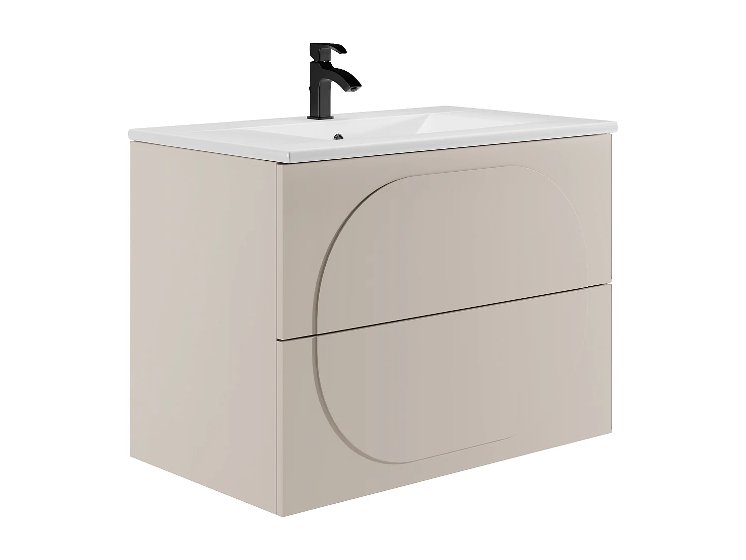 Vegghengt baderomsmøbel med nedfellingsservant - Beige - 80 cm - VUTOMA