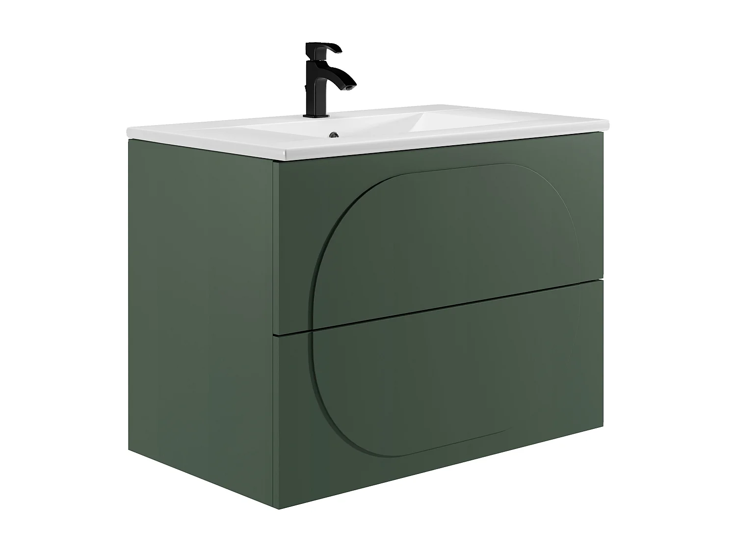 Meuble de salle de bain suspendu avec vasque à encastrer - Vert - 80 cm - VUTOMA