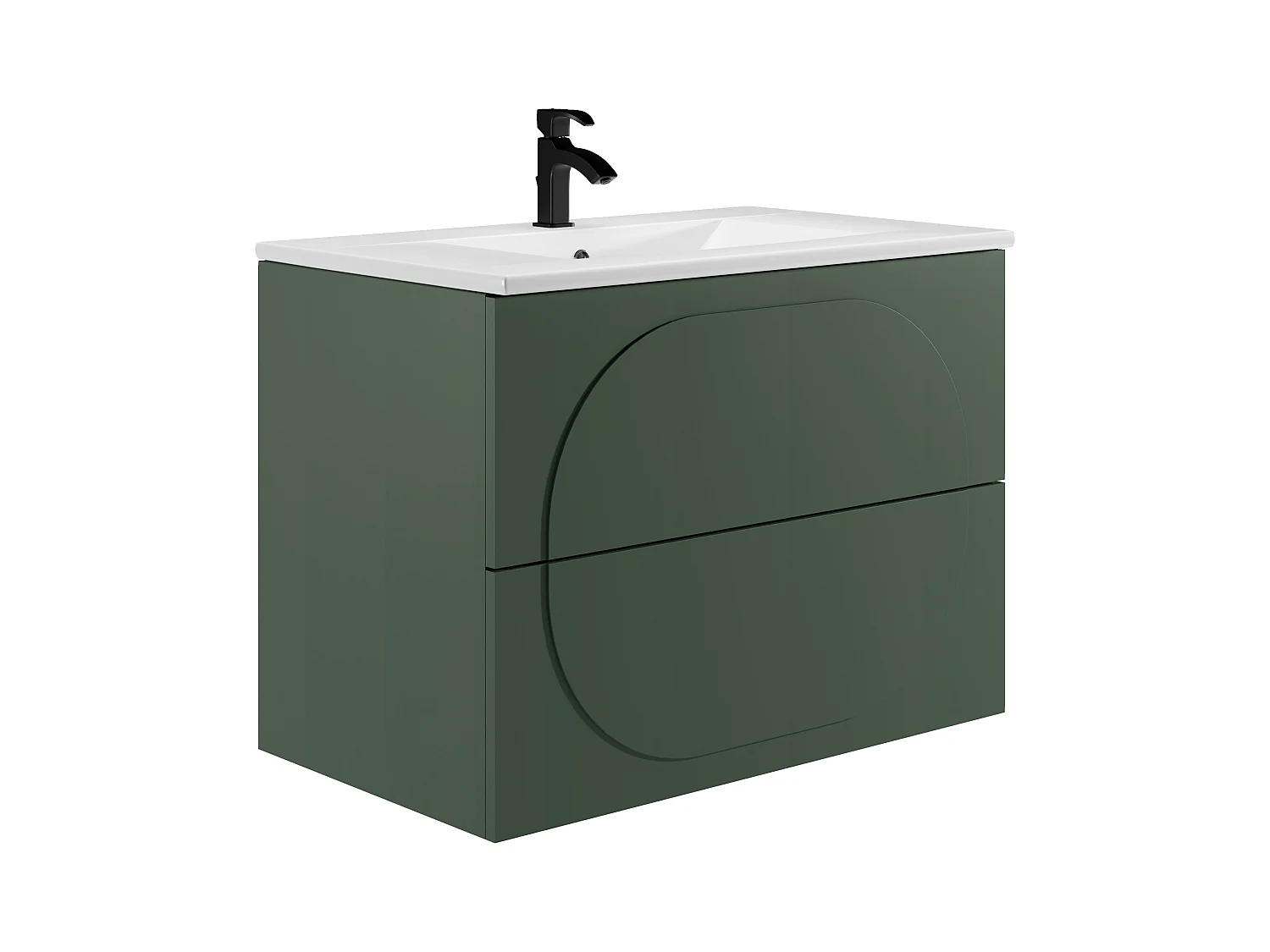 Meuble de salle de bain suspendu avec vasque à encastrer - Vert - 80 cm - VUTOMA