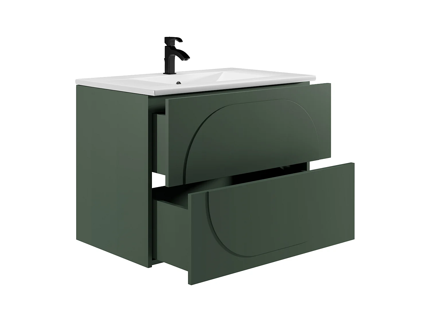 Veggmontert baderomsmøbel med innebygd servant - Grønn - 80 cm - VUTOMA