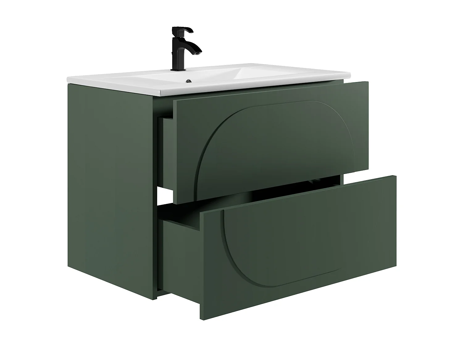 Badmöbel Hängeschrank + Einbauwaschbecken - Grün - 80 cm - VUTOMA