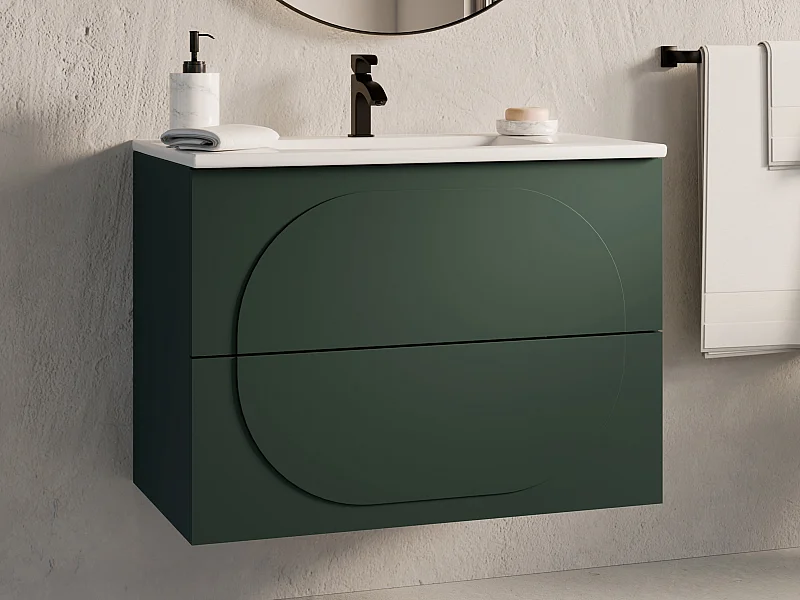 Badmöbel Hängeschrank + Einbauwaschbecken - Grün - 80 cm - VUTOMA