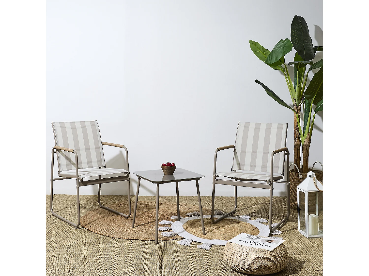 Salon De Jardin Namur 2pcs Beige Beige