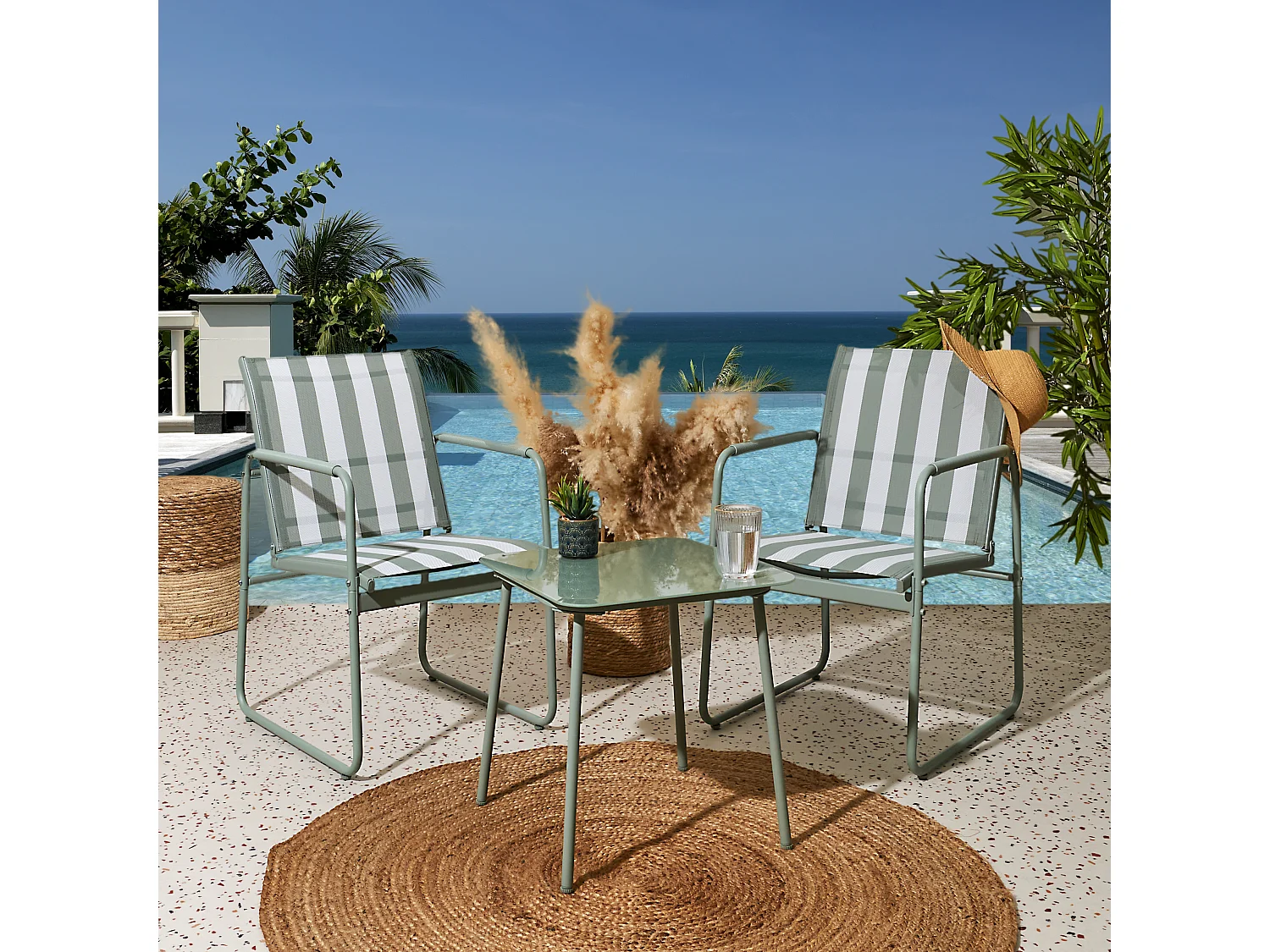 Salon De Jardin Namur 2pcs Beige Beige