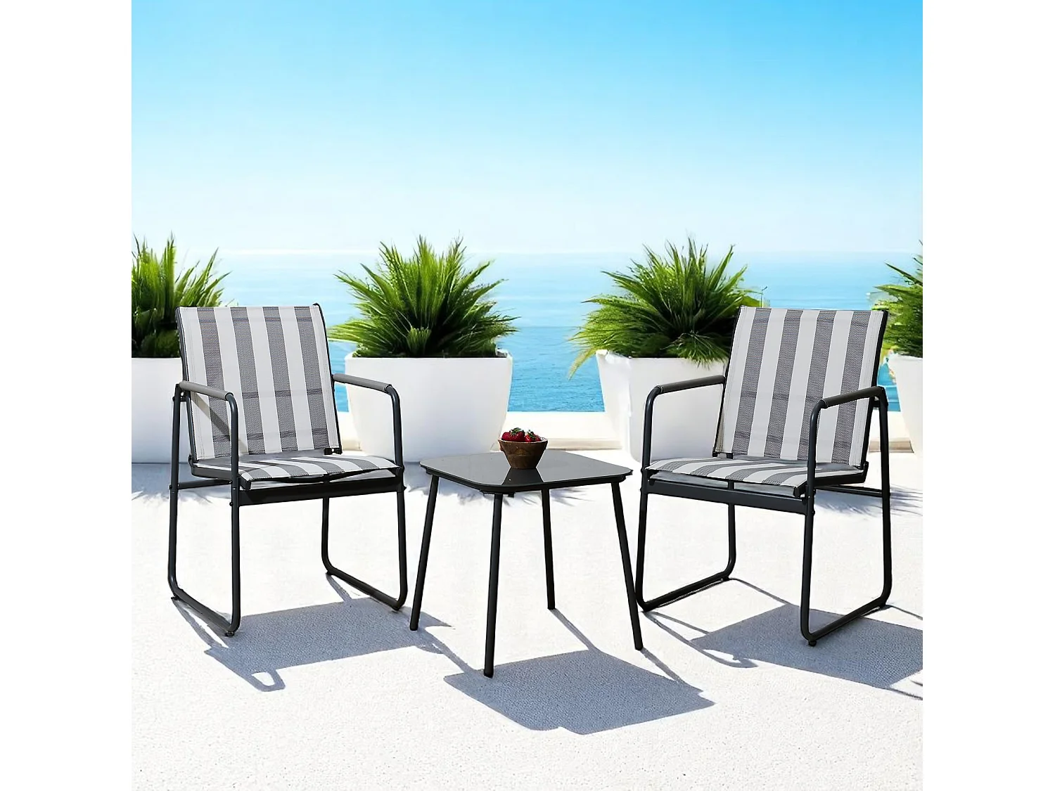 Salon De Jardin Namur 2pcs Gris Gris