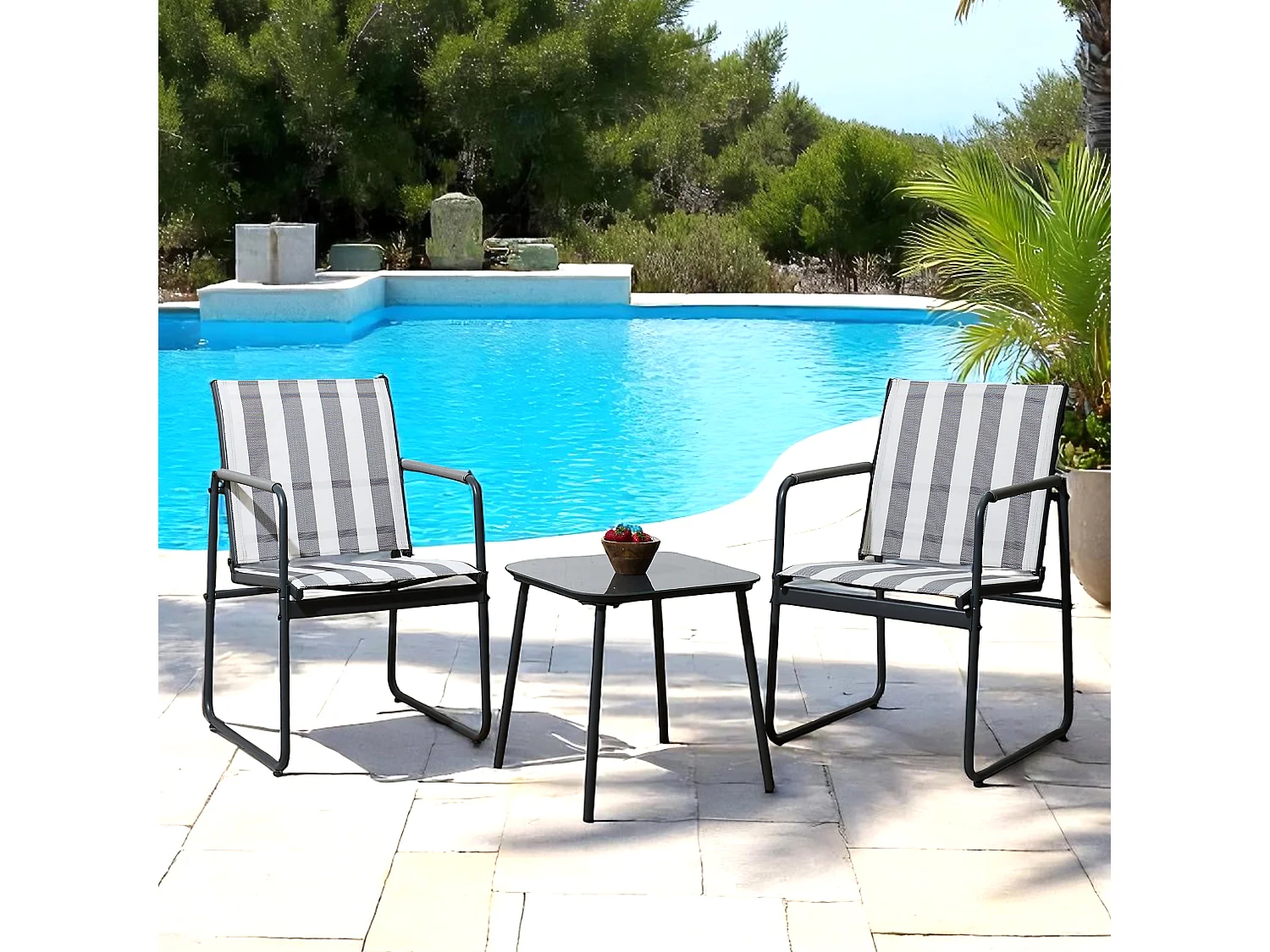 Salon De Jardin Namur 2pcs Gris Gris