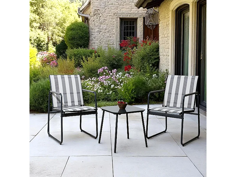 Salon De Jardin Namur 2pcs Gris Gris