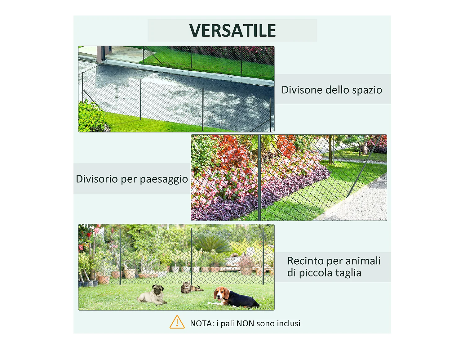 Rete di recinzione acciaio e pvc rotolo da 25m altezza 1.7m