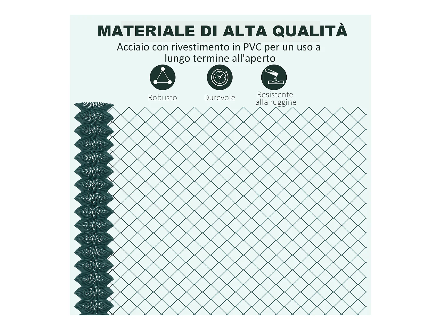 Rete di recinzione acciaio e pvc rotolo da 25m altezza 1.7m